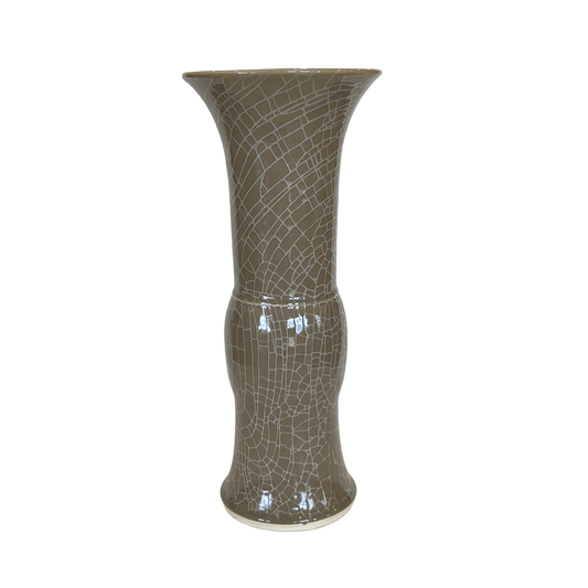 Tan Crackle Glaze Ceramic Vase
