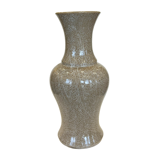 Tan Crackle Glaze Ceramic Vase