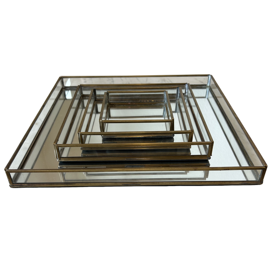 Mirror Trays with Brass Trim