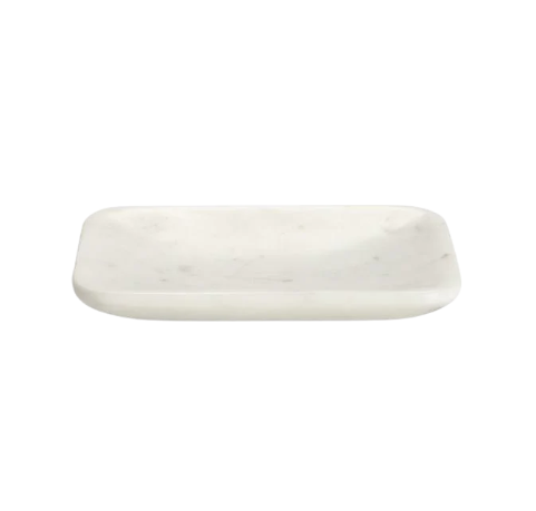 Marble Soap Dish - Rectangle with Rounded Edges/White