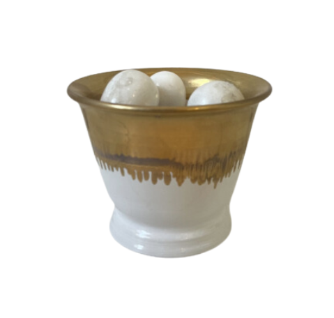 White and Gold Glazed Pot