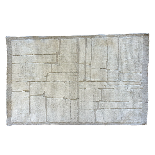 Off-White/Grey Geometric Wool Runner - 38 x 60